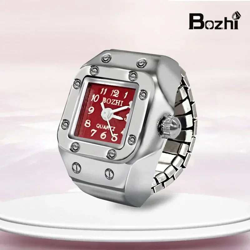 Vintage Punk Quartz Finger Watch Ring for Women Men Couple Rings Digital Watches Elastic Stretchy Finger Band Ring Jewelry Clock