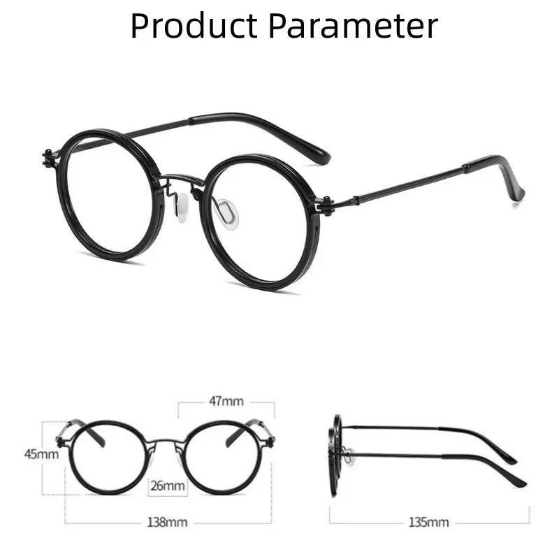 Reading Glasses Men Luxury Round Frame Magnifying Glasses Clear Lens Anti Blue Light Glasses Men Women Metal Reading Glasses New