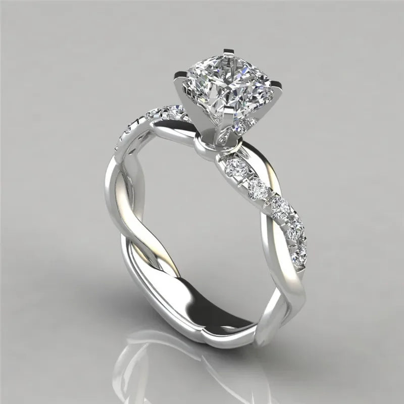 Fashion Luxury Rhinestones Rings for Women Men Korean Romantic Shiny Zircon Cross Lovers' Ring Commitment Wedding Jewelry Gift
