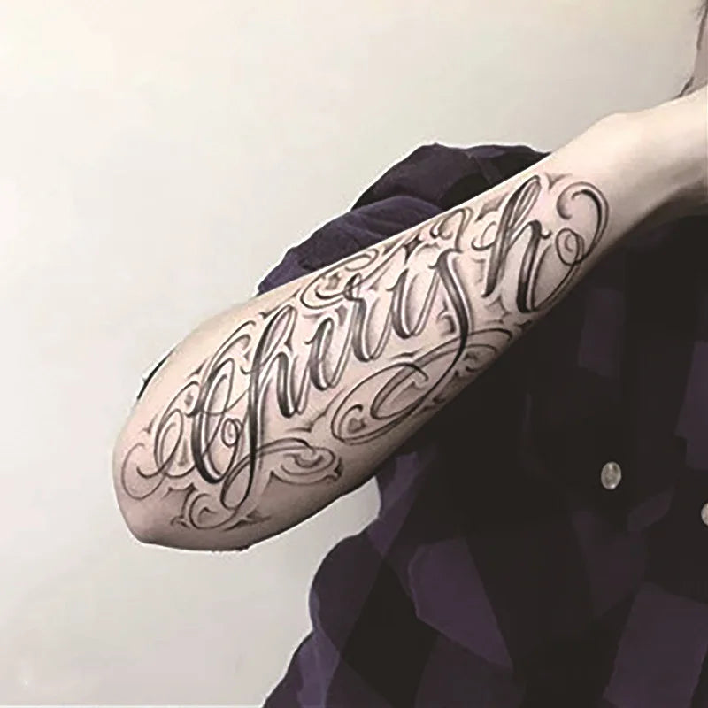 Long Lasting Temporary Tattoo Stickers Men Arm Sleeve Body Painting Juice Ink Fake Tattoo For Male Adult Semi Permanent Tattoos