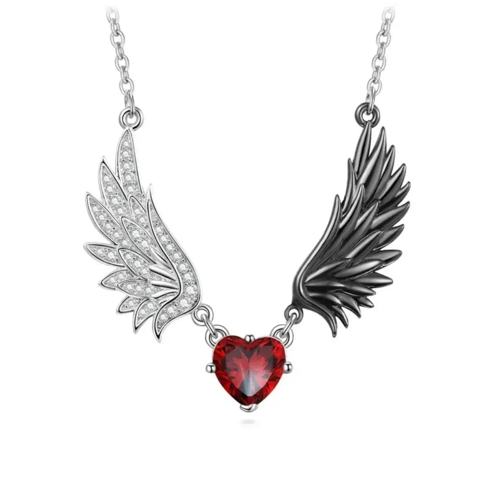 New Angel Wings Pendant Necklace for Men and Women Gothic Exquisite Love Zircon Decoration Fashion Jewelry Accessories