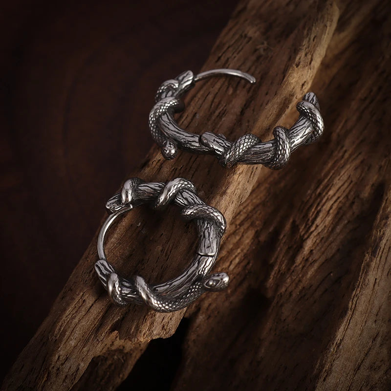 Fashion Personality Creative Snake Winding Plant Vine Hoop Earrings for Men Women Daily Wear Hypoallergenic Luxury Jewelry