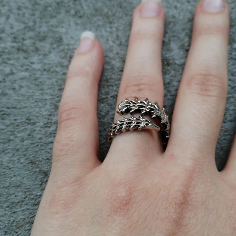 Vintage Punk Centipede Couple Ring Gothic Geometric Spine Five Finger Rings Hip Hop Hyperbole Anime Ring Jewelry