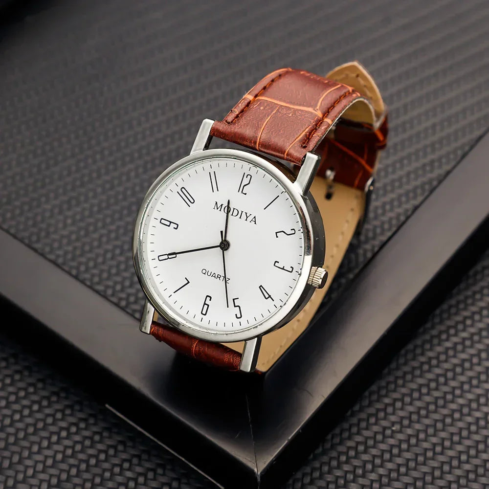 Men's Business Wrist Watch Luxury Leather Strap Analog Watches Ultra Thin Quartz Wristwatch Clock Men Women Casual Simple Watch