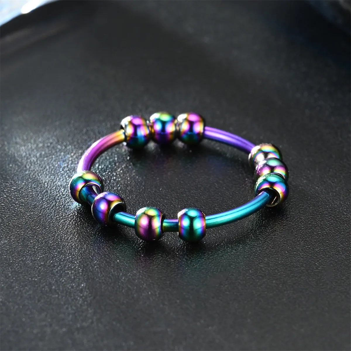 New Stainless Steel Beads Anxiety Rings Stress Relief Fidget Rings For Women Men INS Simple Style Fashion Jewelry Gifts Trend