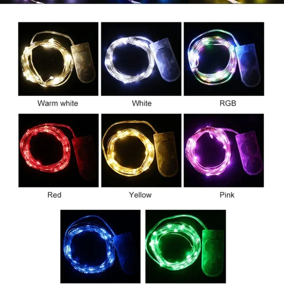 5M Waterproof LED String Lights Copper Wire Fairy Lights Battery Operated DIY Wedding Party Christmas Decoration Lights String