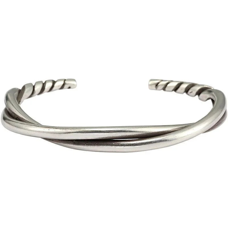 Simple Silver Color Twist Metal Cuff Bracelet Charm Men\\'s Fashion Casual Party Jewelry Biker Accessories Wholesale