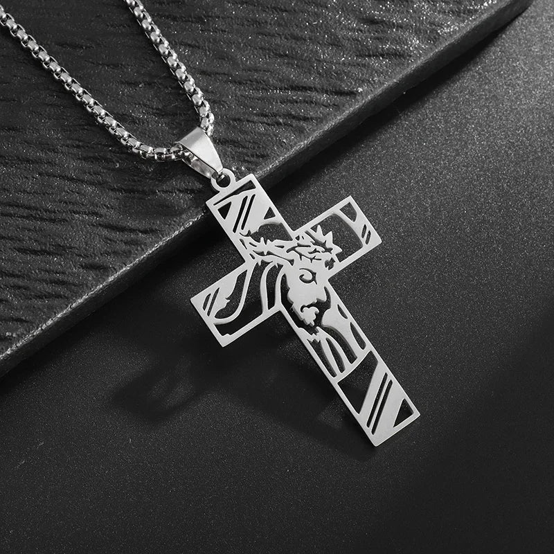 Fashion Punk Red Cross Templar Pendant Necklace Men\\'s Personalized Retro Christian Religious Jewelry