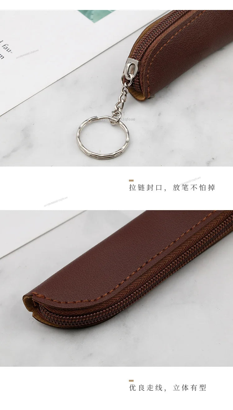 Creative Portable Pen Bag Retro Style Minimalist Tablet Stylus Protective Case PU Pencil Bag Zipper Pen Case