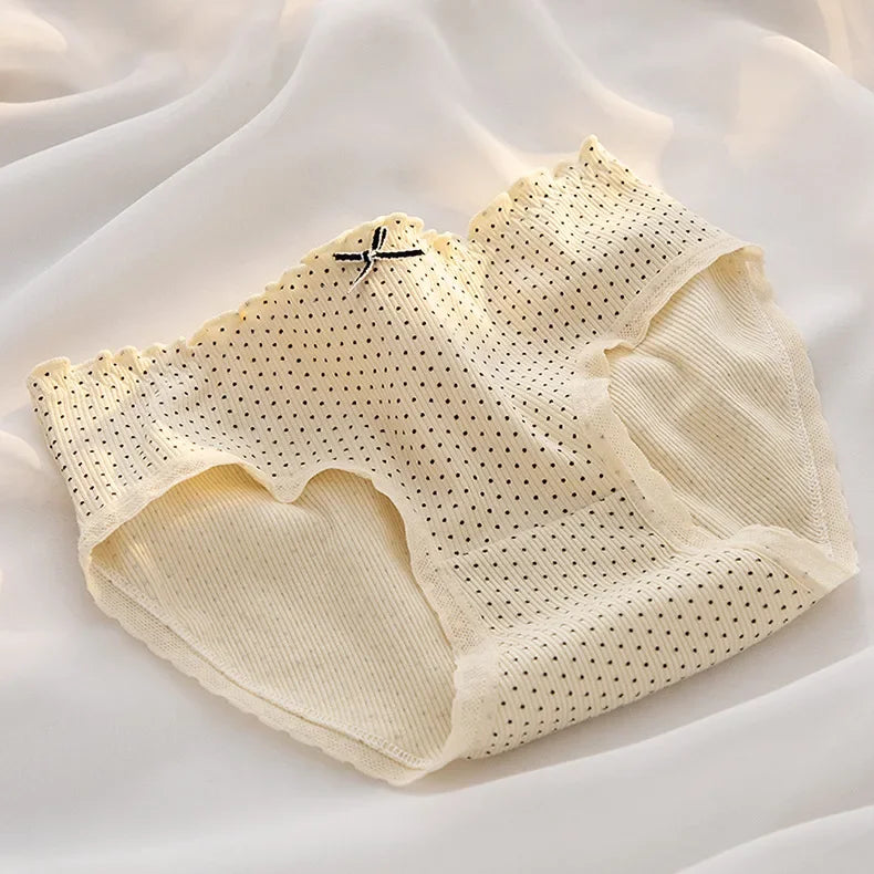 2023 New Women's Cotton Underwear Girl's Cute Flower Briefs Mid Waist Seamless Underpants Sexy Lace Panties Female Lingerie M-XL