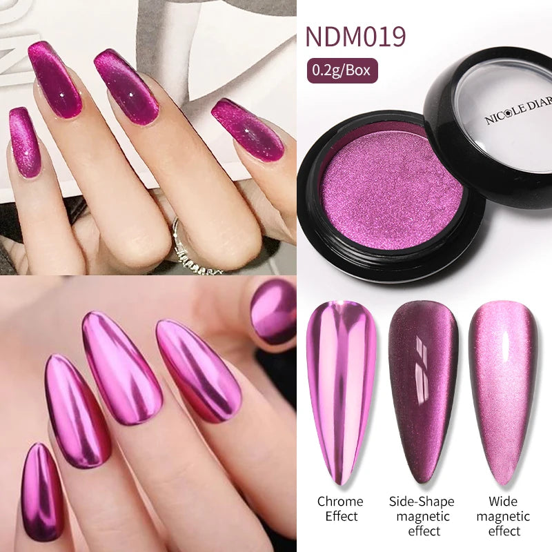1 Box Red Cat Magnetic Powder Water Light Pink Cat Magnetic Effect Nail Chrome Pigment Dust Manicure New Year Nail Art Supplies