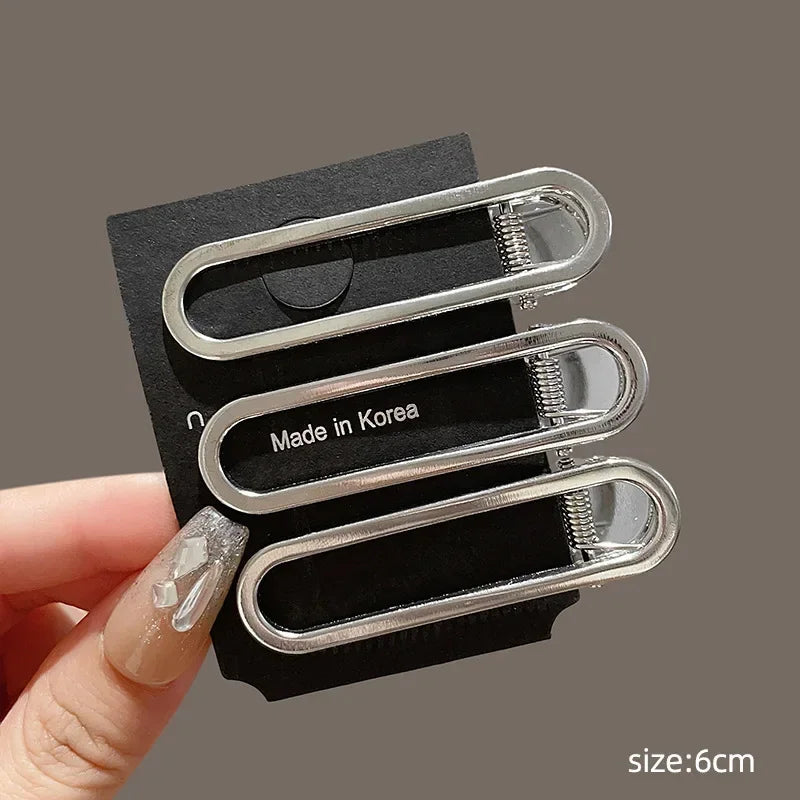 3Pcs/Set Sweet Fashion Metal Hairpin Non Slip Hairpin Geometric Hollow Hair Pin Women Barrettte Hair Clip