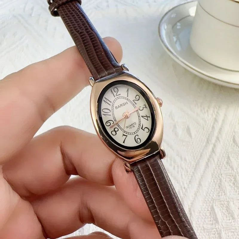 Fashion Oval Dial Women Watches Luxury Leather Strap Retro Ladies Quartz Watch Dropshipping Reloj De Mujer 시계 여성