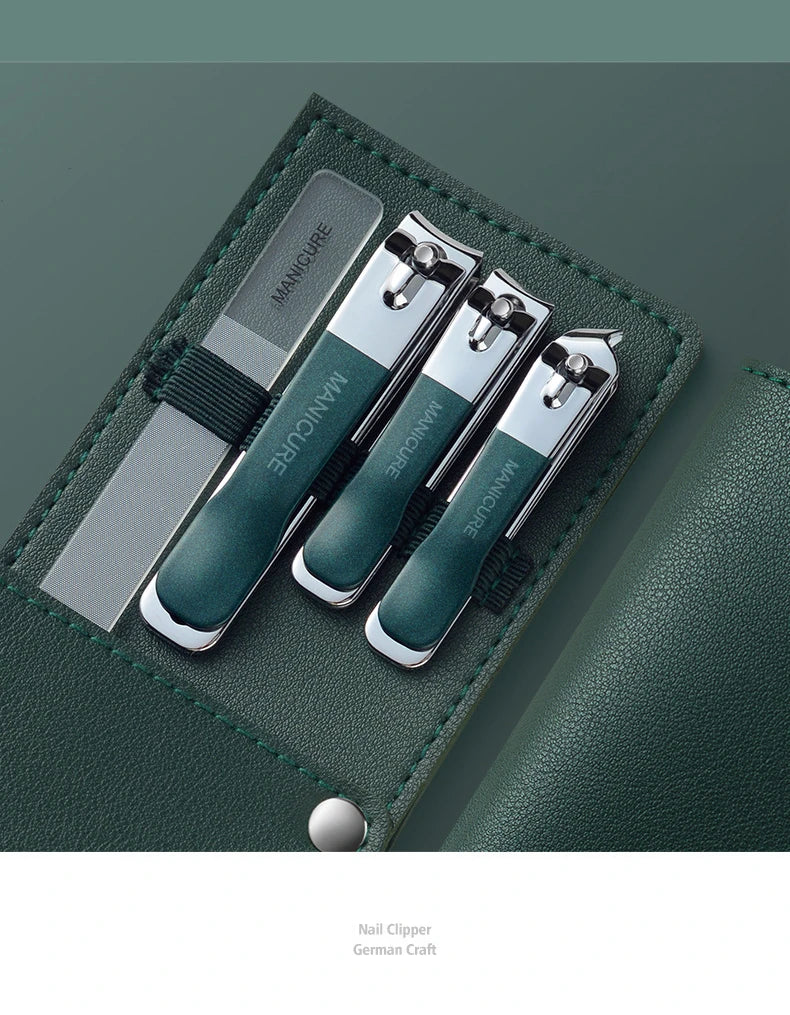 1/4 Pieces/set Manicure Set with Portable Leather Case and Nano Nail File - Fingernails & Toenails Clippers for Nail Care