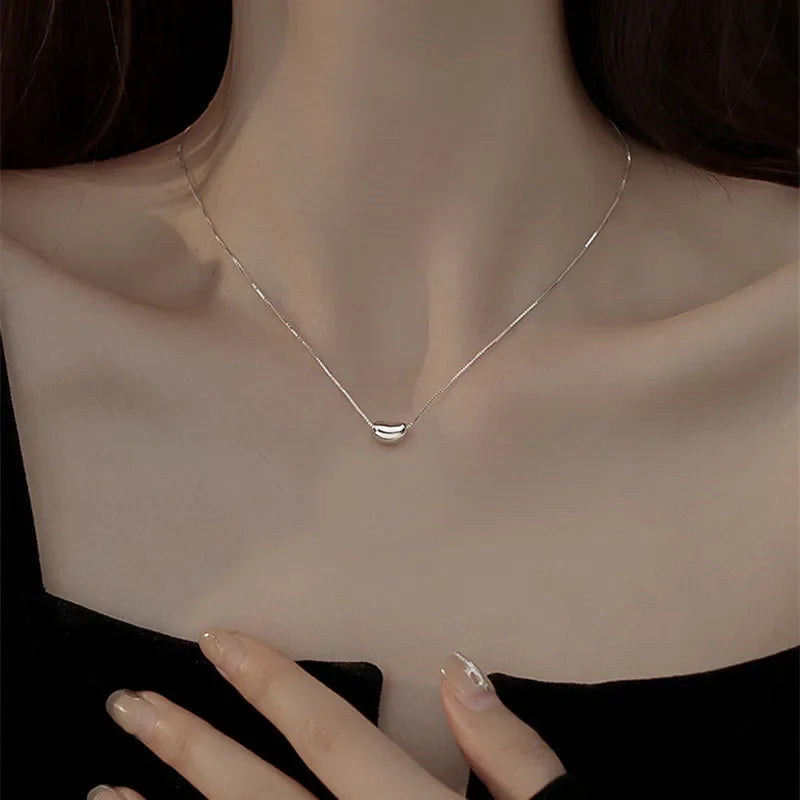 Exquisite Silver Color Chain Beans Pea Pendant Necklace for Women Goddess Gift Charm Chain Necklace Fashion Jewelry Wholesale