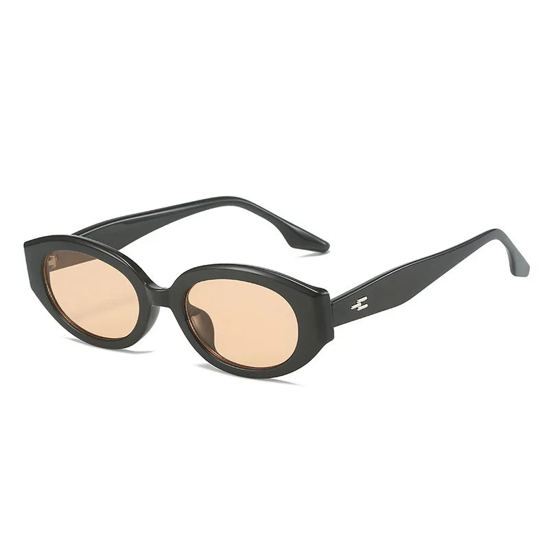 Popular Fashion Oval Women Luxury Sunglasses Retro Brand Designer Jelly Color Shades UV400 Men Rivets Sun Glasses