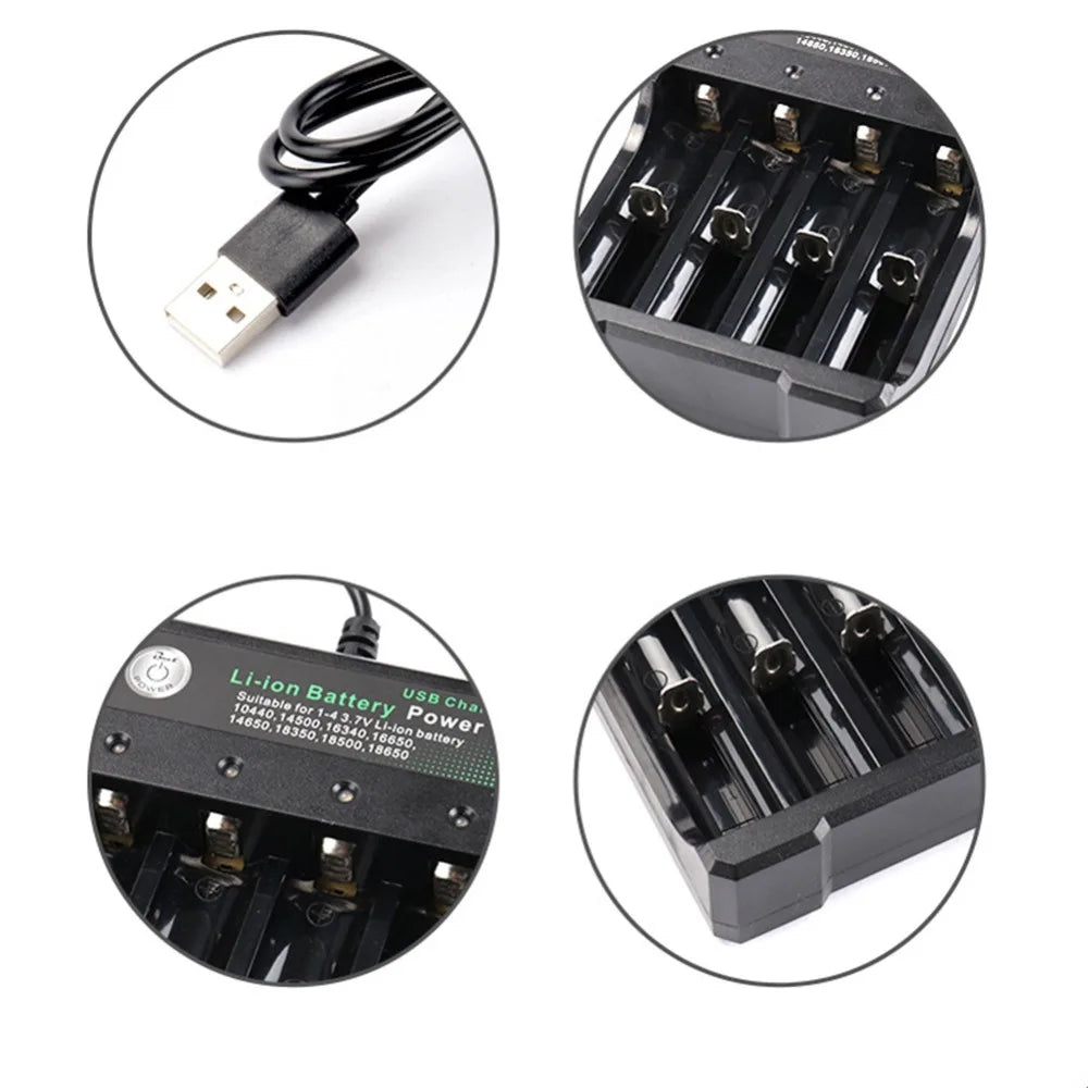2 3 4 Slot 18650 Charger LiIon Battery 4.2V USB Independent Charging Portable Electronic 18500 16340 14500 26650 Battery Charger