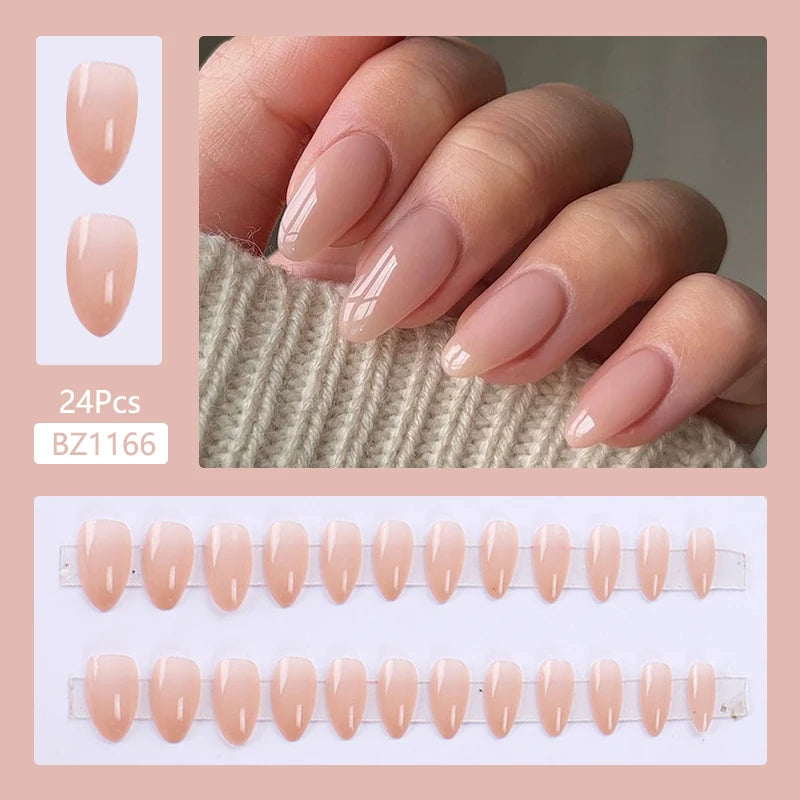 24Pcs/Set Cute and Playful Wearing False Nails French Design Fresh Press on Nail Art Removable Fake Nails