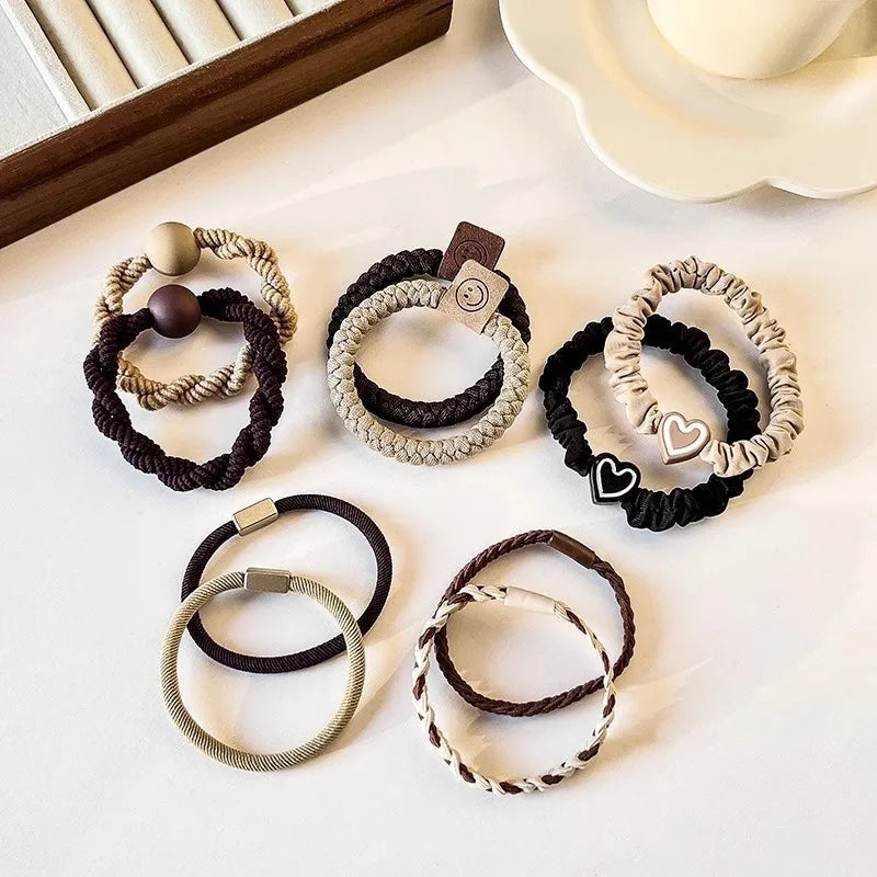 5pcs/Bag Women High Elastic Seamless Hair Rope Durable Bowknot Headbands No Crease Ponytail Holder Rubber Band Hair Accessories