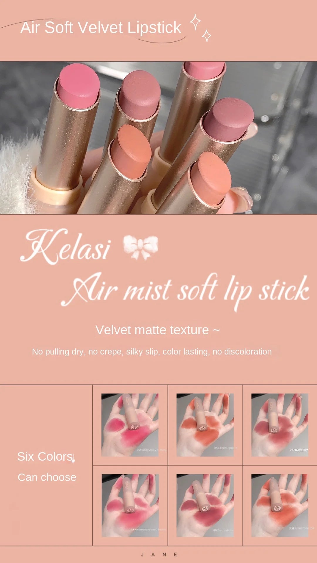Velvet Matte Lipstick Moisturizing Waterproof Lasting Nude Apricot Lip Tint Non-stick Cup Lip Gloss Lipstick Cosmetics Make Up