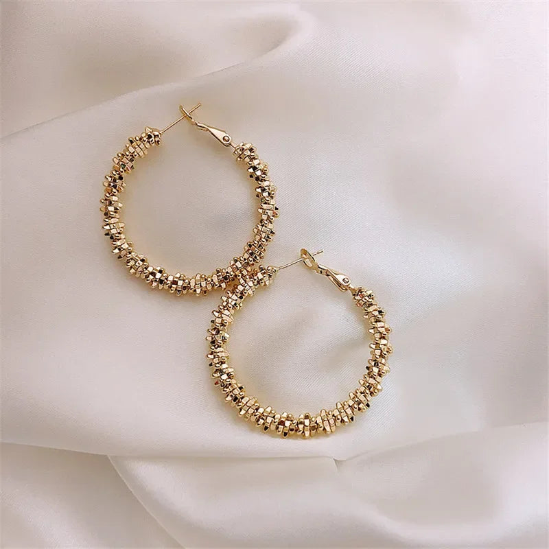 Minimalist  Metal Hoop Earring for Woman Trendy Round Circle Statement Earrings Brincos  Party Jewelry
