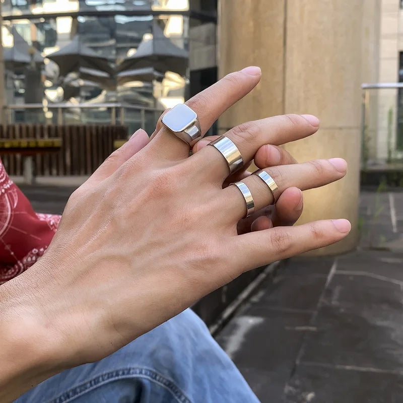 6Pcs/Set Vintage Silver Color Skeleton Skull Rings Set For Men Women Punk Gothic Metal Geometric Knuckle Ring Jewelry Anillos