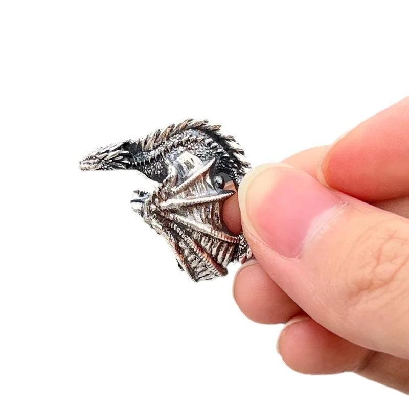 Antique Silver Color Dragon Rings Gothic Punk Men Pterosaur Wings Opening Adjustable Rings Vintage Jewelry Accessories Gifts