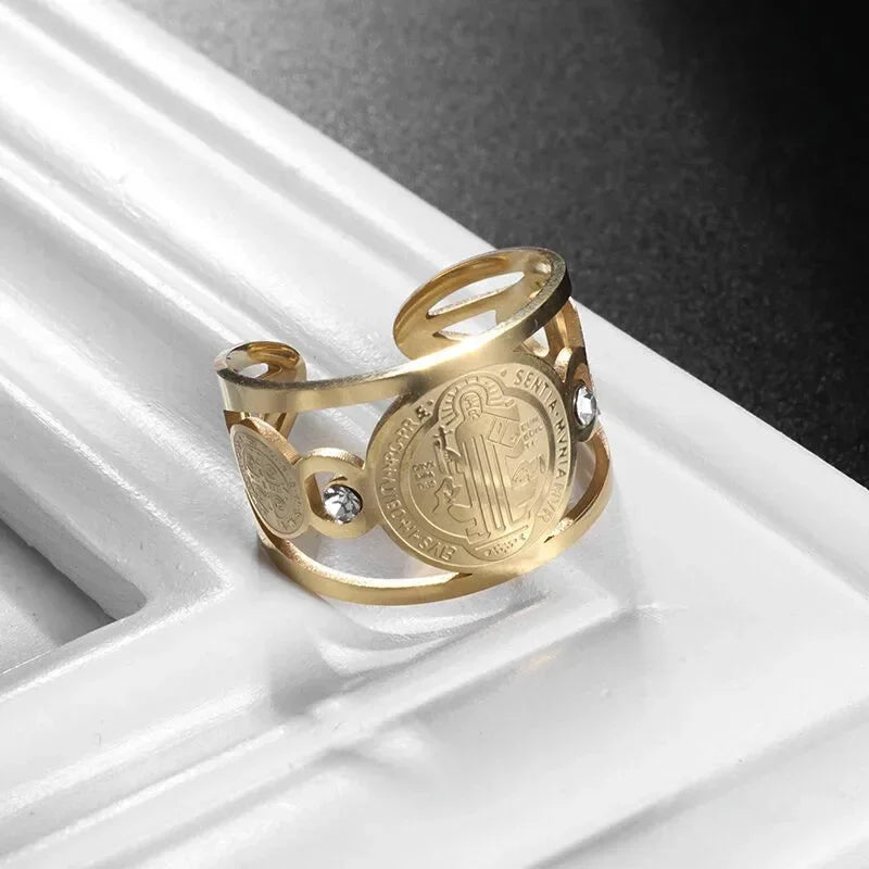Egyptian Eye of Horus Open Ring Retro Pharaoh Totem Adjustable Ring Men\'s Hip Hop Punk Trend Amulet Jewelry