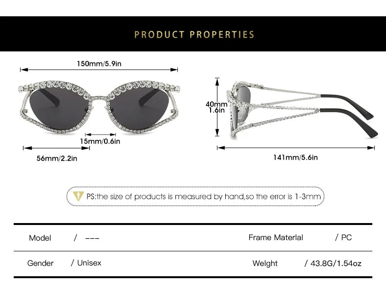 2023 Fashion Luxury Crystal Shiny Sunglasses Women Sexy Cat Eye Rhinestone Party Elegant Sun Glasses Female Shades Oculos De Sol