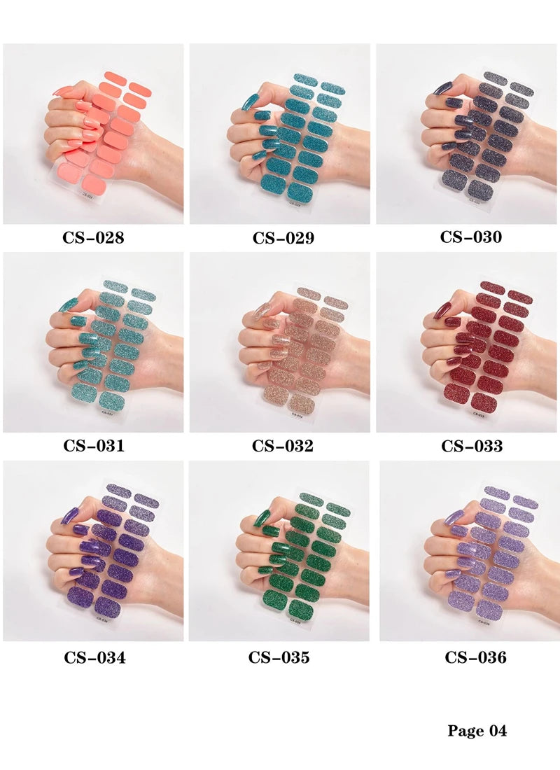 Baking Free Nail Stickers Wholesale Gradient glitter Nail Stickers Simple Waterproof Nail Sticker Full Color Solid Color Sticker