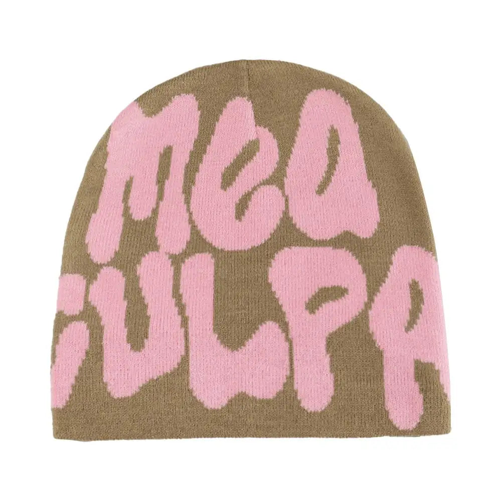 Fashion Korean Y2K Knitting Beanie Hat Cool Letter Graphic Knitting Beanie Cozy Knit Skullies Cap Slouchy Unisex Winter Hats