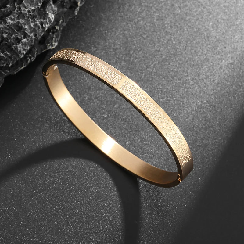 Stainless Steel Ayatul Kursi Cube Pendant Necklace Arabic Islamic Muslim Faith Religious Jewelry Ramadhan Gift for Women