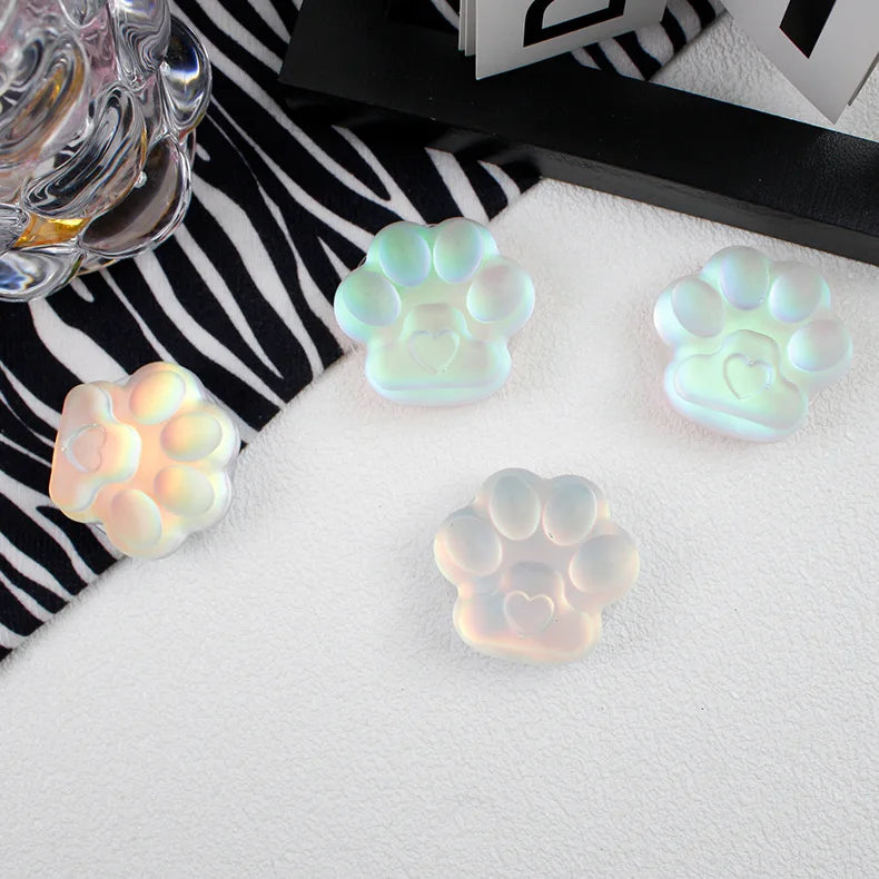 Foldable Phone Stand ABS Cute Cat Paw Love Heart Finger Ring Holder Matte Translucent Sticky Bracket for iPhone Samsung Huawei