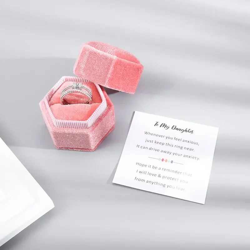 To My Daughter Fidget Ring Anxiety Meditation Ring Women Girls Swivel Bead Stress Relief Adjustable Ring Fashion Fidget Jewelry