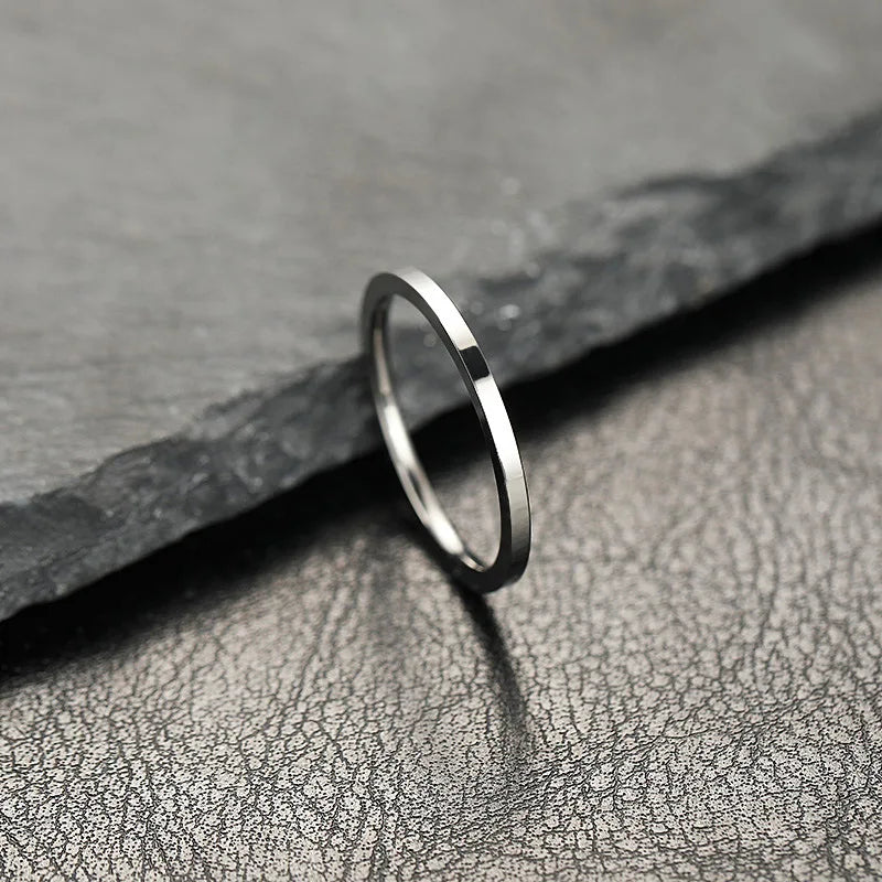 2mm Super Fine Stainless Steel Rings Japan Korea Fashion Flat Inside Spherical Titanium Ring Jewelry Accessories