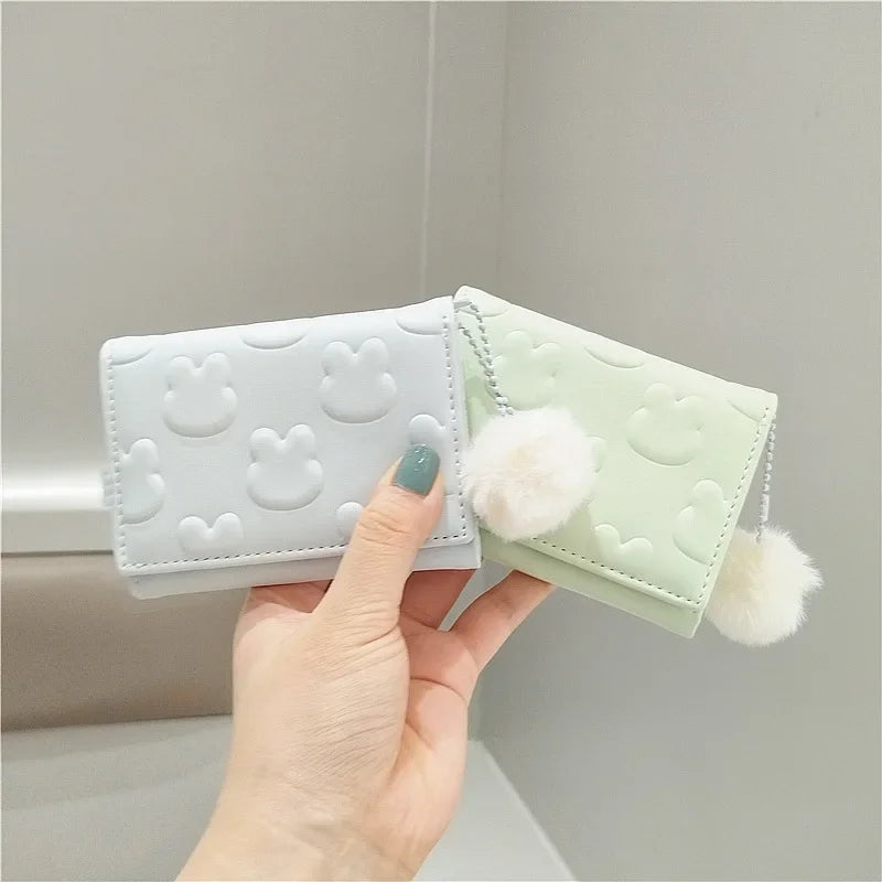 Cute Short Women's  Three Fold  Wallet Cartoon Rabbit Coin Purse Card Holder Girl Cartoon Clutch Women's Handbags Portable