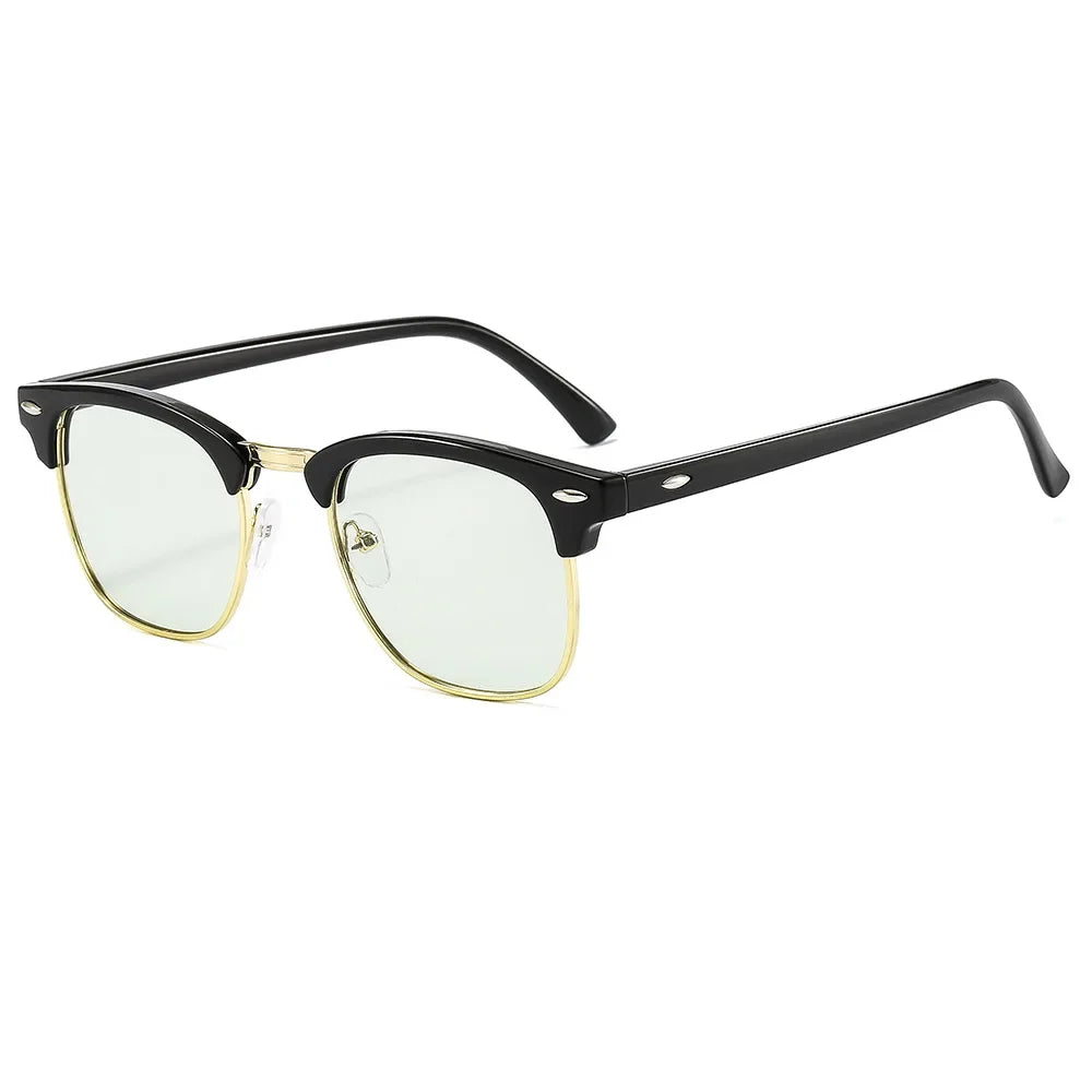 Fashion Classic Half Frame Anti Blue Light Glasses for Men Retro Square Photochromic Eyeglasses Frames Women Computer Goggles