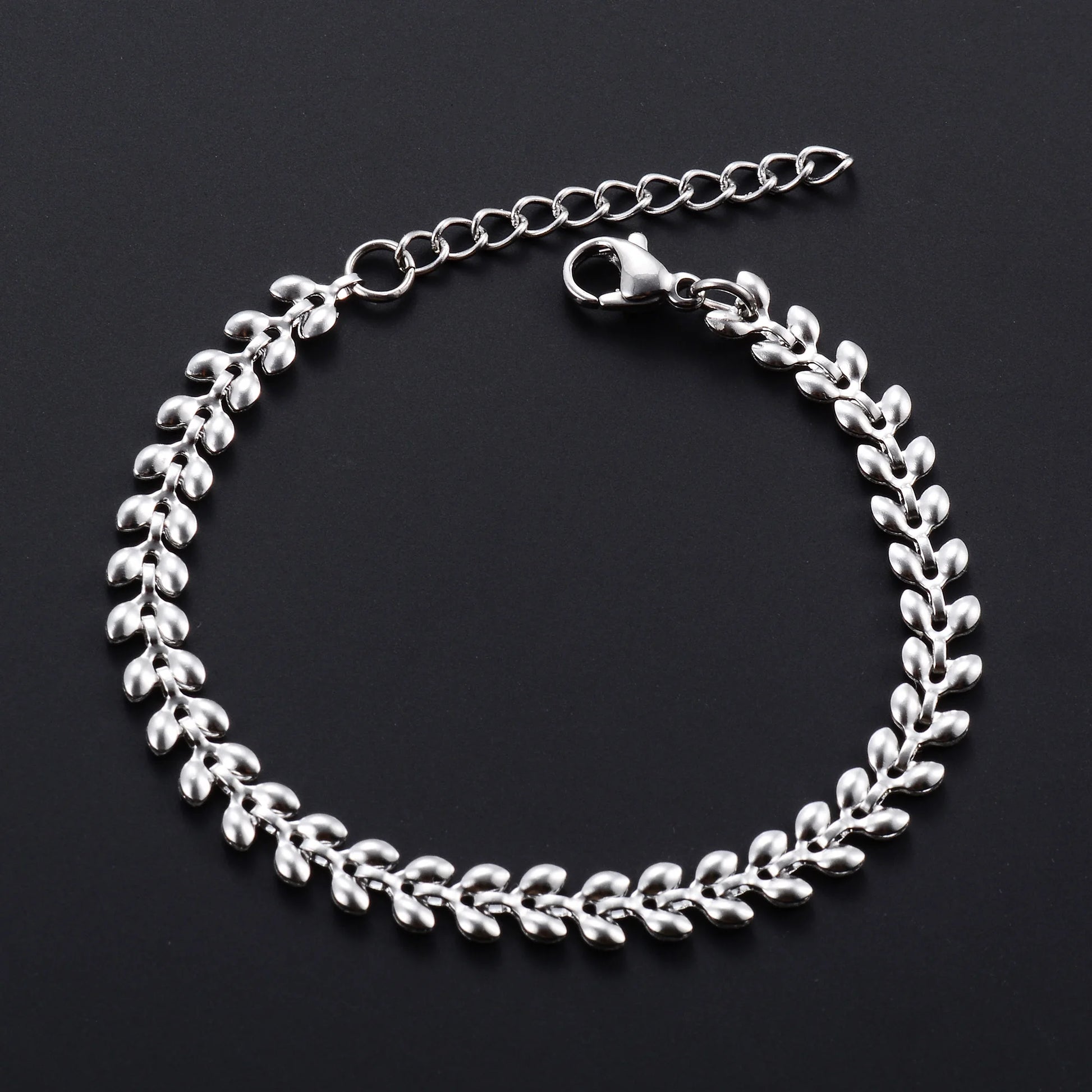 Bracelet Stainless Steel for Women Wheat Link Hand Chain with Extender Gold Color Plated Bangle Anklet Ladies Jewelry Accessory