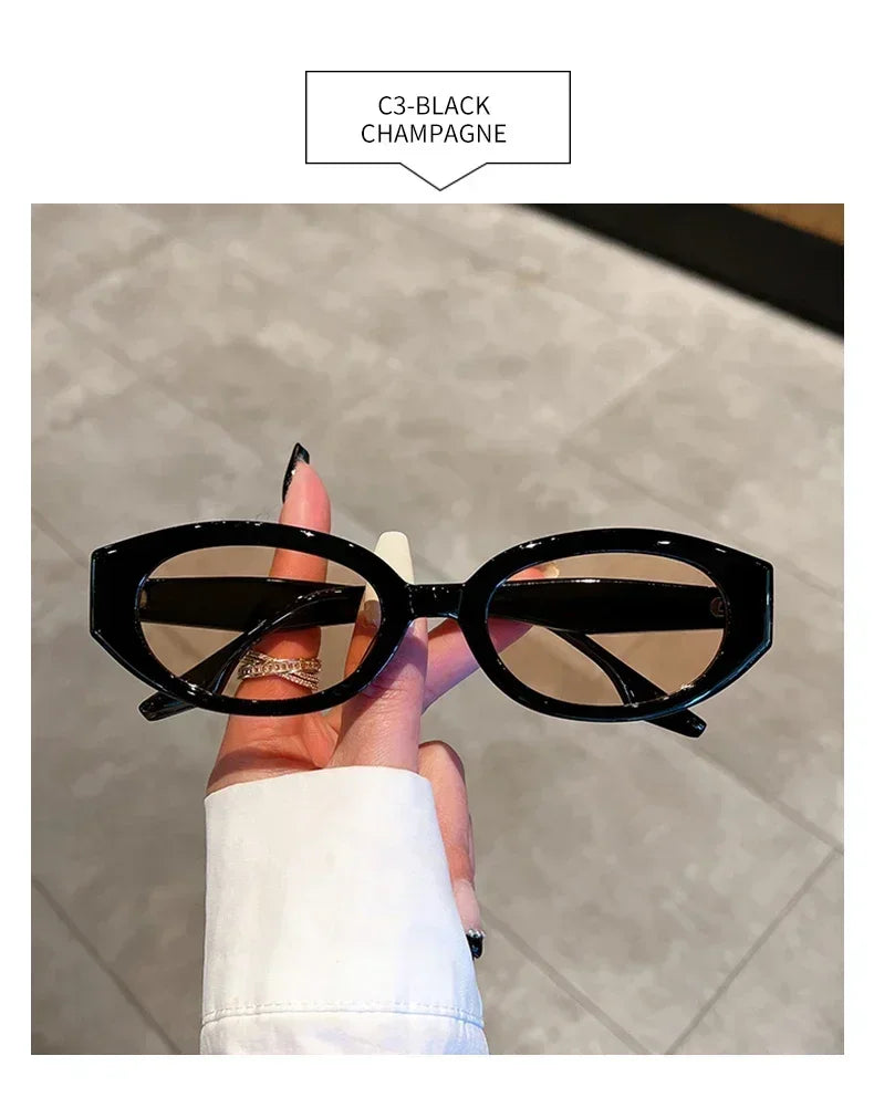 Popular Fashion Oval Women Luxury Sunglasses Retro Brand Designer Jelly Color Shades UV400 Men Rivets Sun Glasses