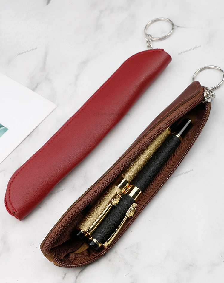 Creative Portable Pen Bag Retro Style Minimalist Tablet Stylus Protective Case PU Pencil Bag Zipper Pen Case