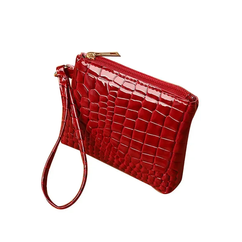 Litchi Pattern Retro Wallet Small Bag  Coin Purse Mini Wallet Female Pu Leather Card Holder Solid Color