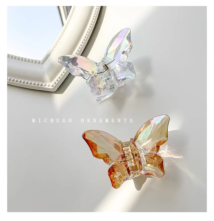Crystal Butterfly Mermaid Hair Claw Girls Back Head Clamp Clip Transparent Large Hair Clips Hairpins Headdress Hair Accessories