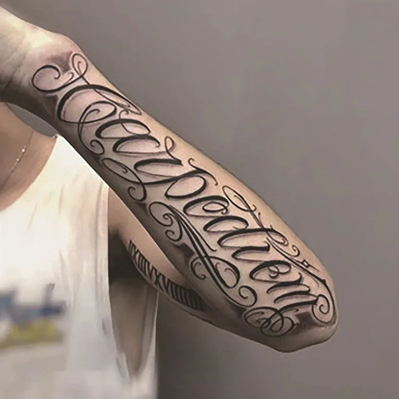 Long Lasting Temporary Tattoo Stickers Men Arm Sleeve Body Painting Juice Ink Fake Tattoo For Male Adult Semi Permanent Tattoos