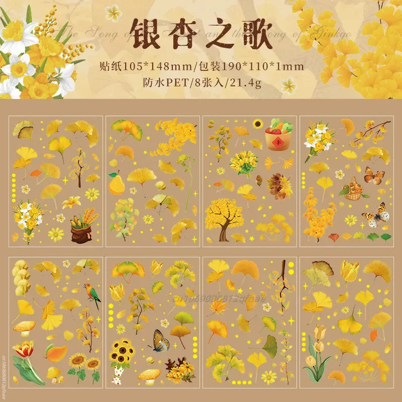 1pack Transparent Flowers Plants PET Decorative Stickers Diary Scrapbooking Material Deco Album Stationery Stickers