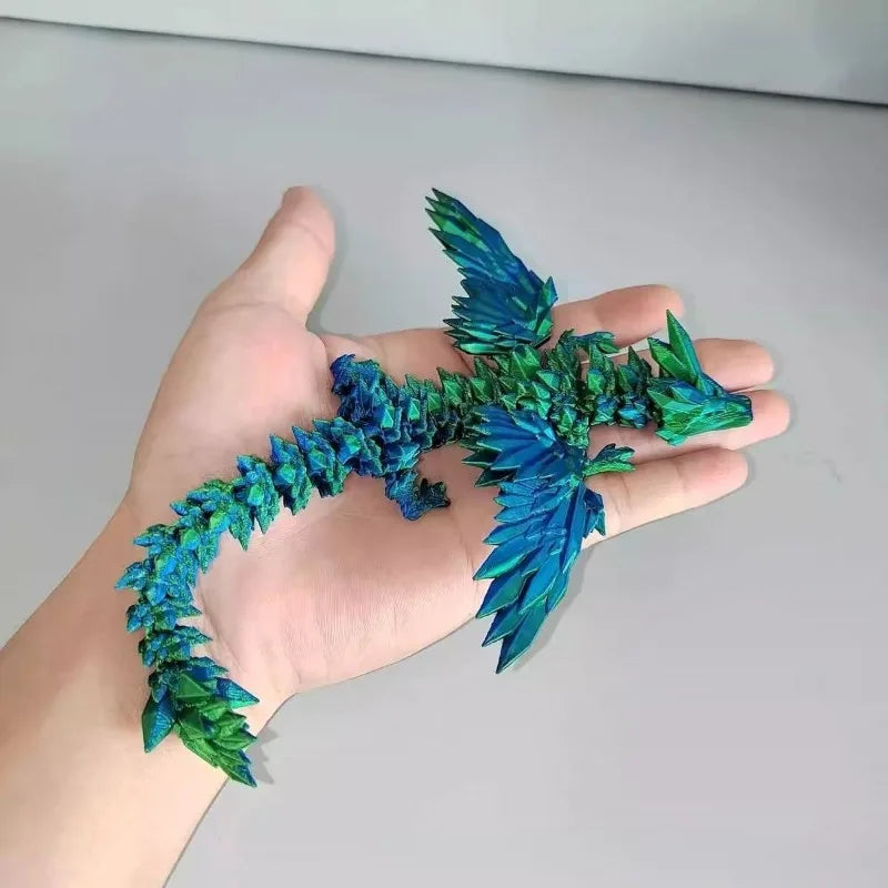 3D Printed Gem Dragon Western Style Colorful Full Body Movable Dragon Toy Crafts Desktop Dragons Figurines Ornament Table Decor