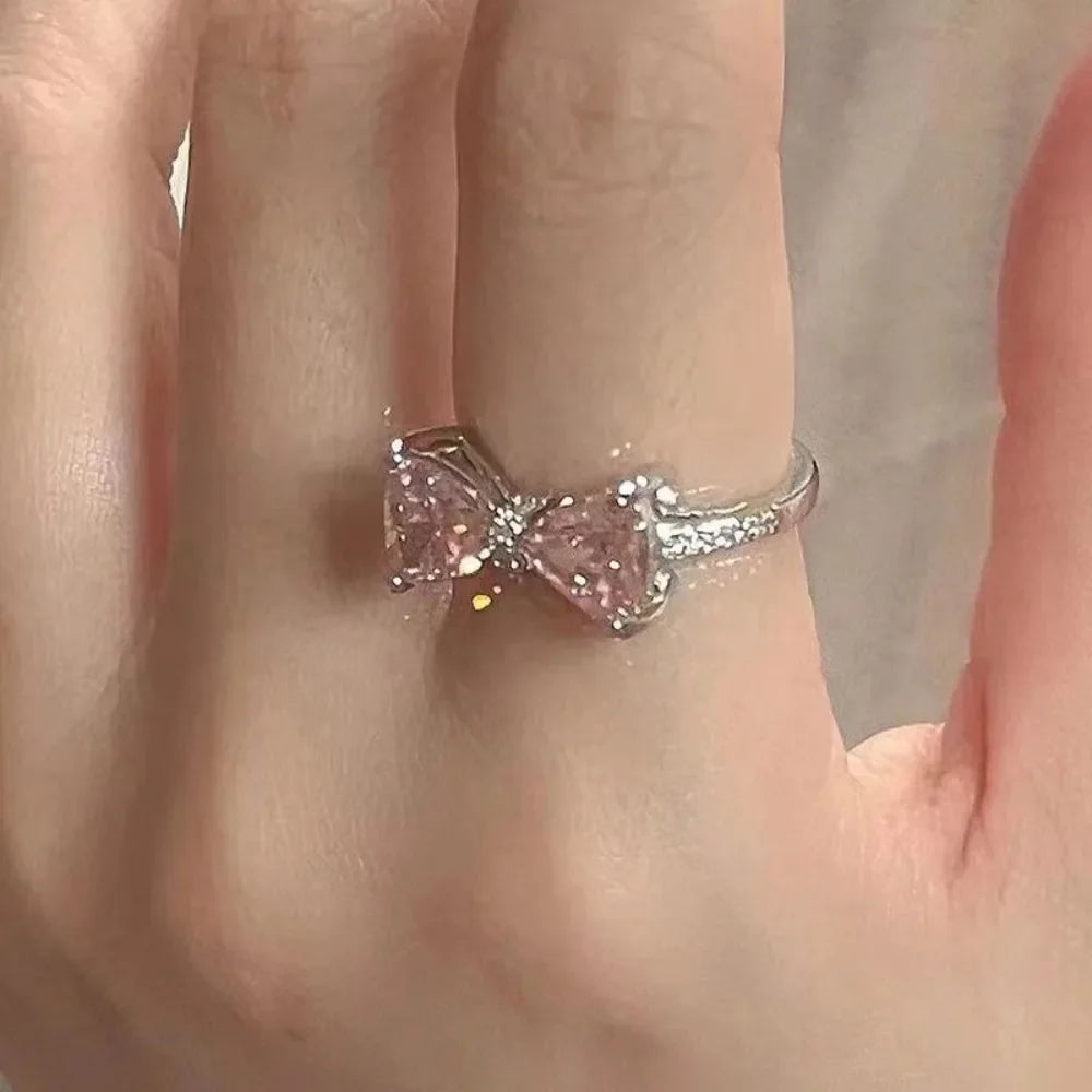 Fashion Bowknot Finger Rings Adjustable Bow Rings Jewelry Sweet Opening Ring Ornaments