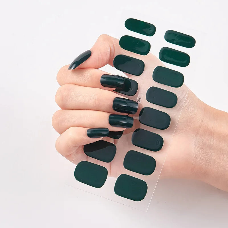 Baking Free Nail Stickers Wholesale Gradient glitter Nail Stickers Simple Waterproof Nail Sticker Full Color Solid Color Sticker