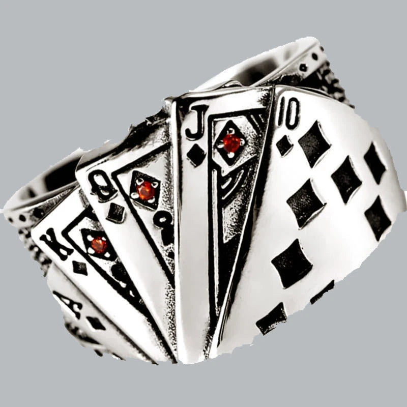 Cool Playing Card Finger Ring Open Adjustable Resizable Band Ring