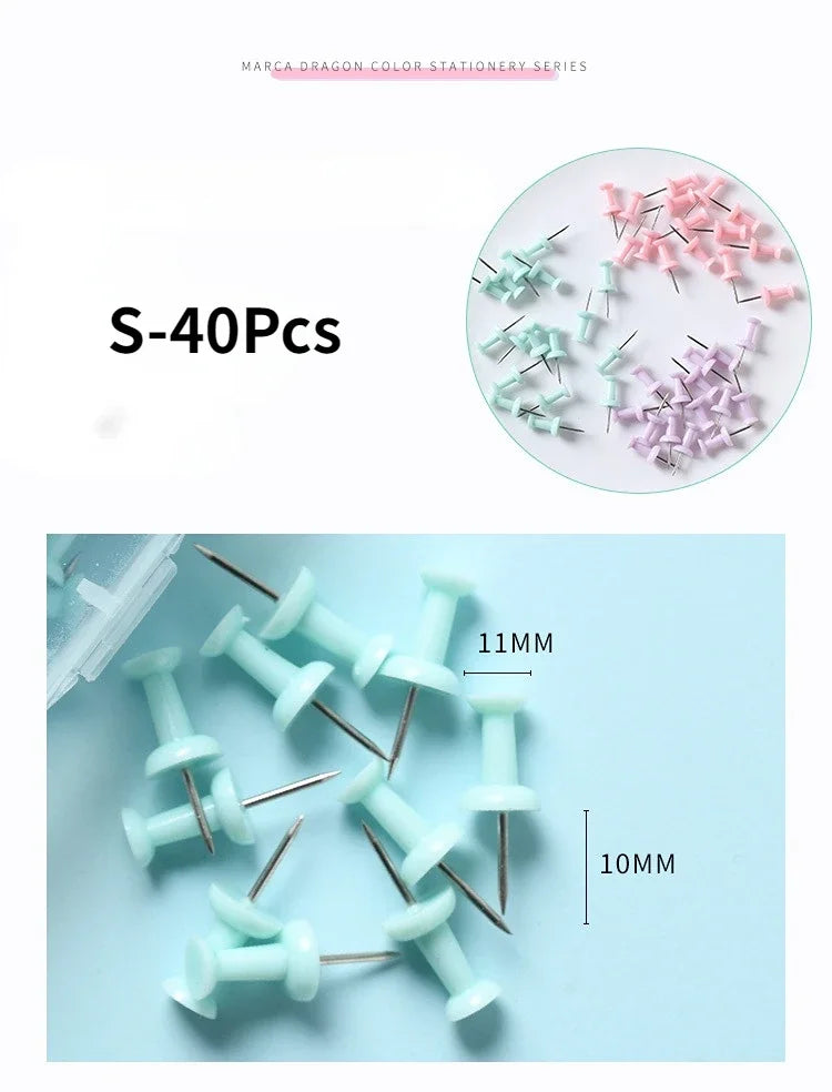 40/10Pcs Pink/Green/Purple Push Pins Thumb Thumbtack Board Pins Drawing Photo Wall Studs Office School Supplies