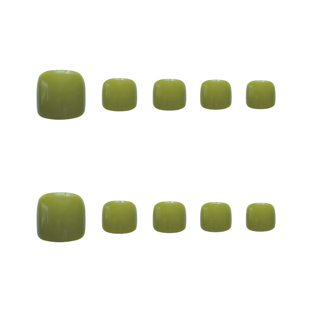 24P Acrylic Toenails Bright Faced Press on Nails Art Removable Short Fake Toenails Full Cover Artificial Toe False Nails No Glue